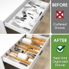 Bamboo Drawer Dividers with 12 Inserts, 16.3-22inches, Expandable Kitchen Drawer Organizer 6 Pack