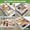 Bamboo Drawer Dividers with 12 Inserts, 16.3-22inches, Expandable Kitchen Drawer Organizer 6 Pack