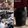 Primens Insulated Disposable Coffee Cups with Lids & Straws 12 oz, 100 Packs (Black)