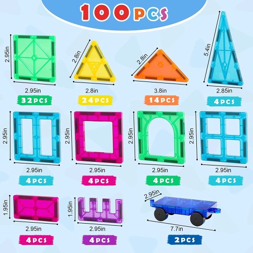 Magnetic Tiles Building Blocks, Magnet Toys for Kids, STEM Approved Educational Toys